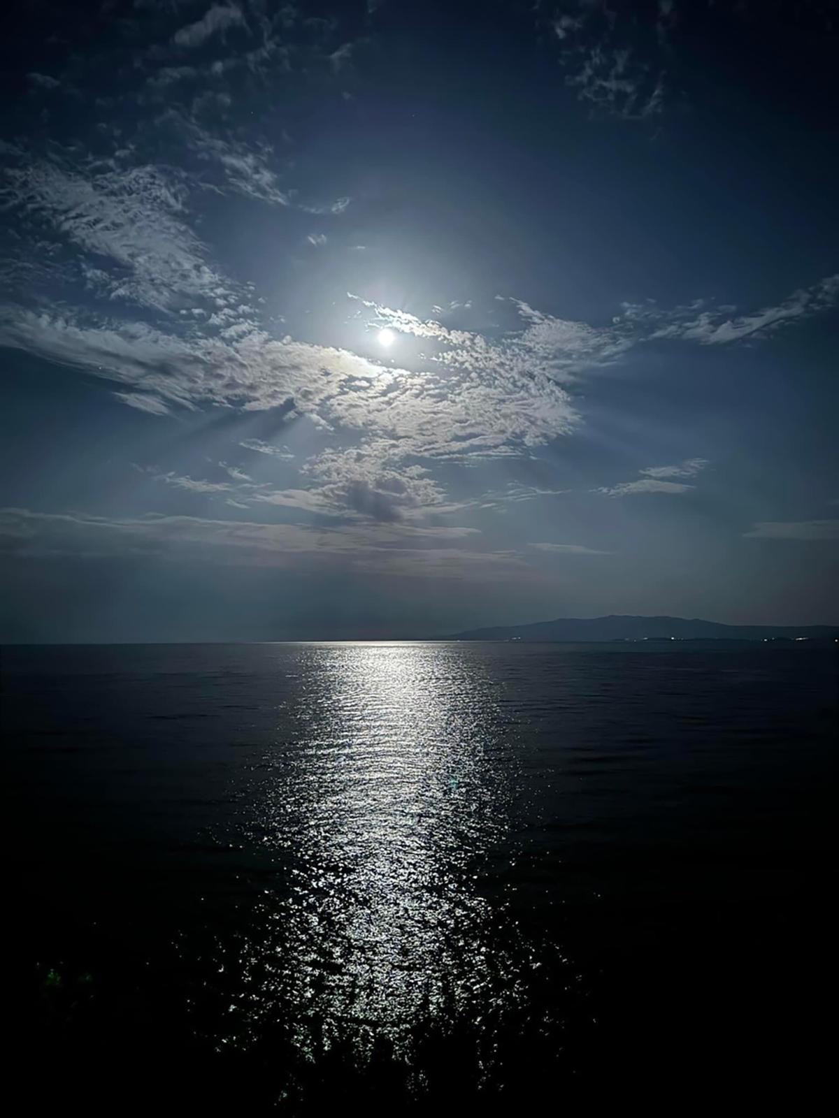 Moonlight reflecting on the sea.